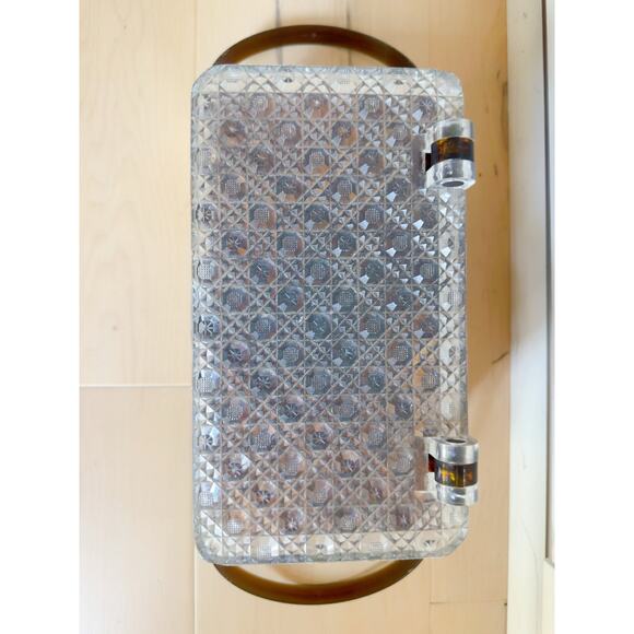 Vintage Merle Norman Crystal-and-Tortoise-Look Evening Purse. Case/ Top handle - Picture 3 of 10